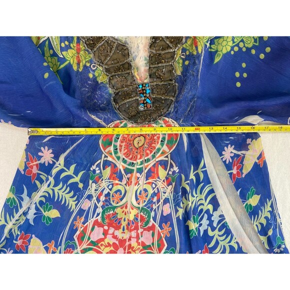 Mushka by Sienna Rose Top Women M Hippie Boho Beaded Lace Artsy Tunic Semi Sheer - Picture 6 of 10